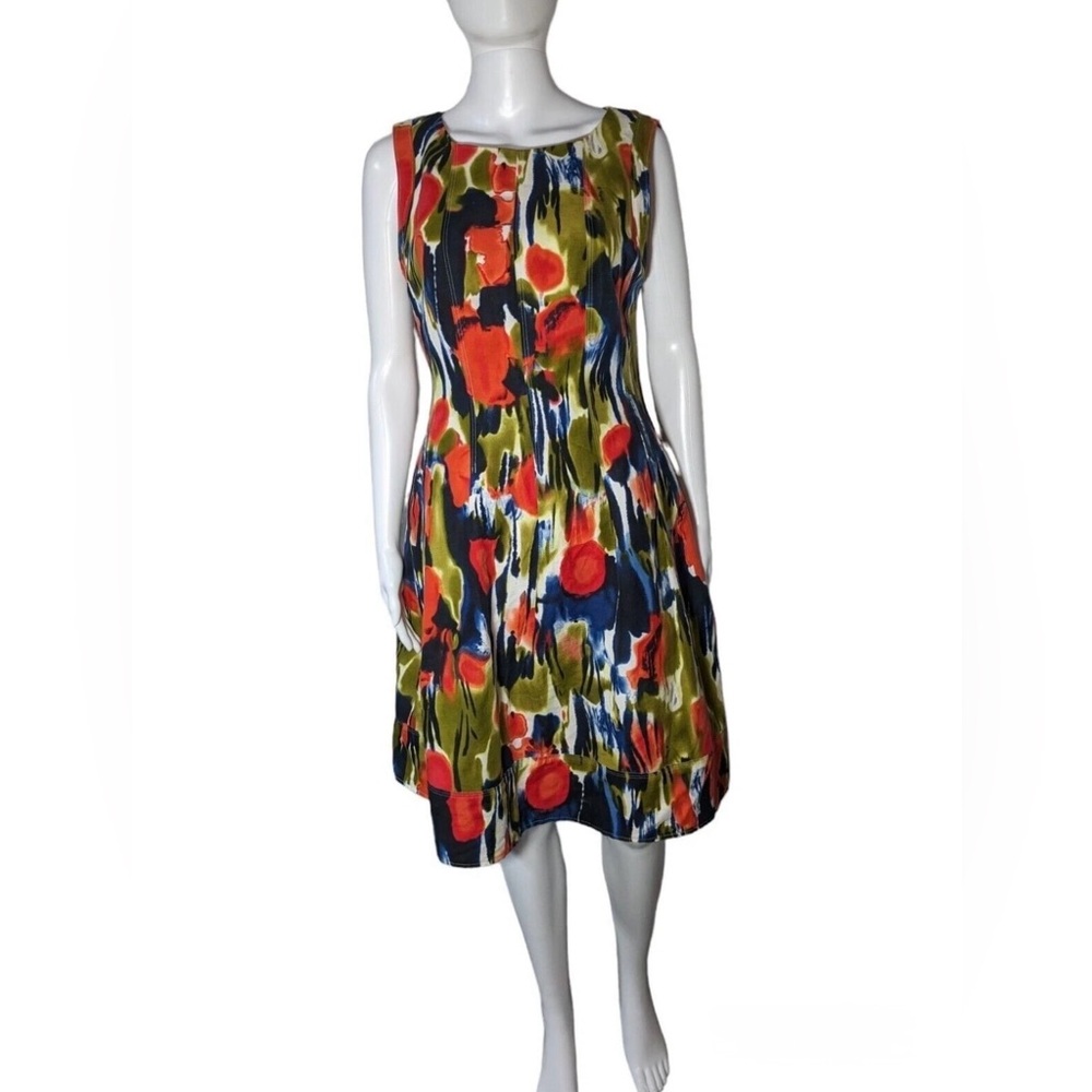 Calvin Klein Women's Linen Blend Fit N Flare Sleeveless Dress size 10